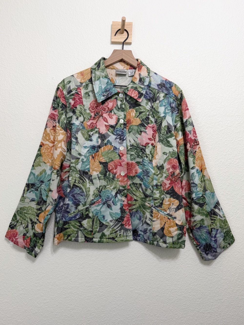 Vintage NWT Colorful Floral Print Artsy Boho Button Jacket XL